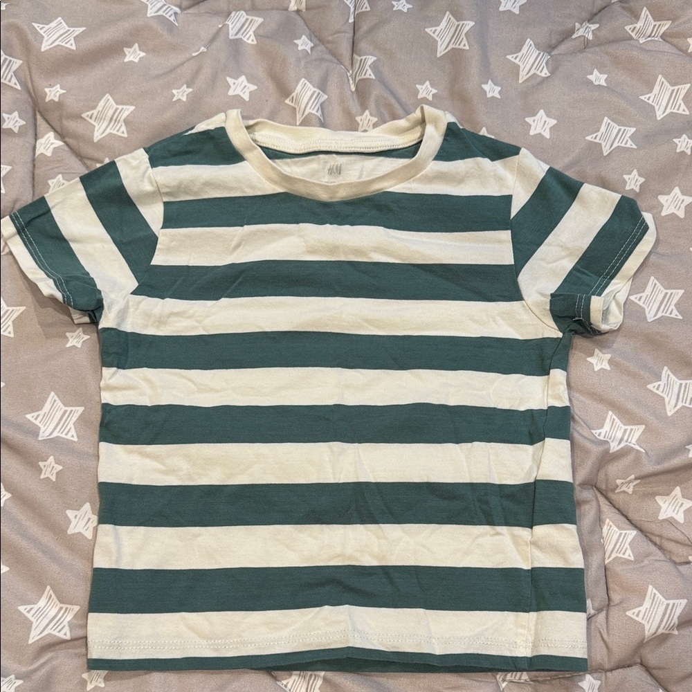 H&M Bold Stripe Kids T-Shirt in Forest and Cream